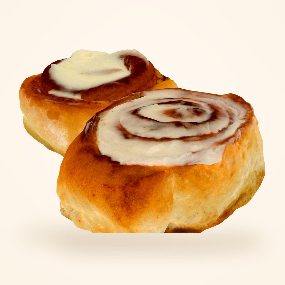A cinnamon roll shown life-size in AR
